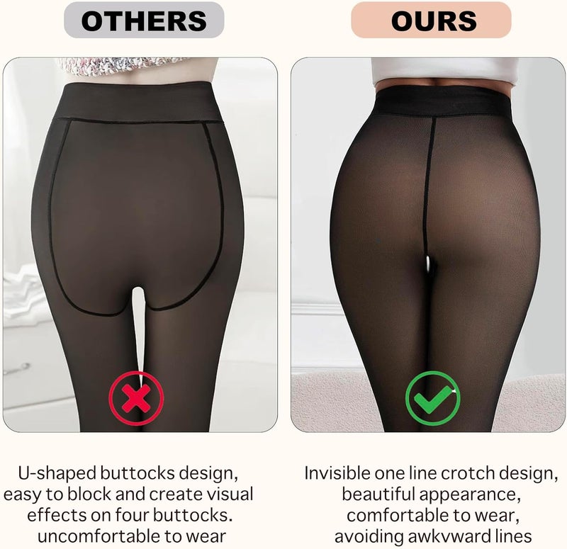 Apriddeo 2025 One-Seam Fleece Lined Tights More Warmth Fake Translucent Pantyhose High Waist Thermal Legging Women - Image 1